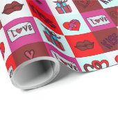 Square Heart Lips Letter Valentine's Day Seamless Geschenkpapier (Rolleneckpunkt)