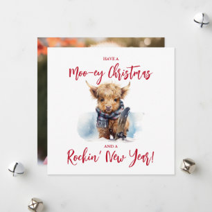 Square Highland Kuw Christmas Foto Card Feiertagskarte
