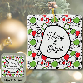 Square Holiday Ceramic Ornament – Personalize Text
