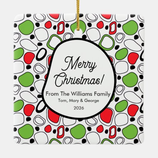 Square Holiday Ceramic Ornament – Personalize Text (Rückseite)
