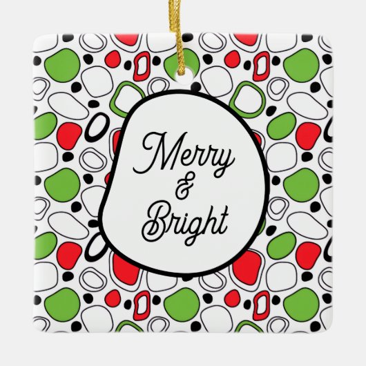 Square Holiday Ceramic Ornament – Personalize Text (Vorderseite)