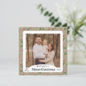 Square Holly Christmas Card Feiertagskarte (Stehend Vorderseite)