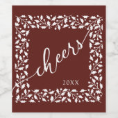 Square Holly Leaf Rahmen mit Backen Script & Date Weinetikett (Einzelnes Label)