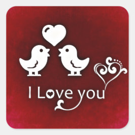 Square I Liebe You Birds and Hearts Square Sticker