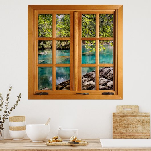 Square Imitats Window Illusion - Calming Lake Poster (Küche)