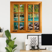 Square Imitats Window Illusion - Calming Lake Poster (Heimbüro)