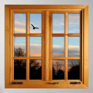 Square Imitats Window Illusion - Flying Bird Poster