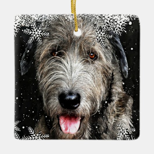 Square Irish Wolfhound Weihnachtsschmuck (Vorderseite)