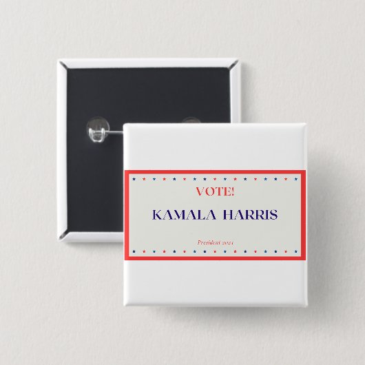Square Kamala Harris Knopf Button (Vorne & Hinten)