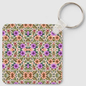 Square keychain showcasing a vibrant floral  schlüsselanhänger (Rückseite)