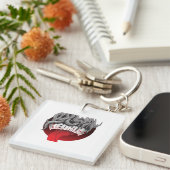Square keychain with a graphic of smoke schlüsselanhänger (Vorderseite rechts)
