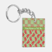 Square Keyring to Personalize: Niedliche rote Drac Schlüsselanhänger (Vorderseite links)