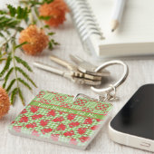 Square Keyring to Personalize: Niedliche rote Drac Schlüsselanhänger (Vorderseite rechts)