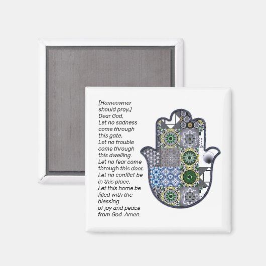 Square Khamsa Hand Magnet 2 Eigentümer (Vorderseite/Rückseite)