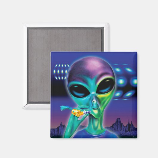 Square Kühlschrankmagnet Alien bringt mich zu Ihre (Vorderseite/Rückseite)
