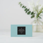 Square Label 01 - Light Blue Green Visitenkarte (Stehend Vorderseite)