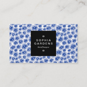 Square Label 01a - 101115 - Navy Blue on White Visitenkarte