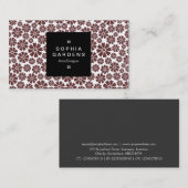 Square Label 01a - 8 Petals - Dunkelbraun auf Weiß Visitenkarte (Vorne/Hinten)