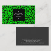 Square Label 01a - 8 Petals - grün auf schwarz Visitenkarte (Vorne/Hinten)