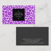 Square Label 01a - 8 Petals - Lila auf White Visitenkarte (Vorne/Hinten)
