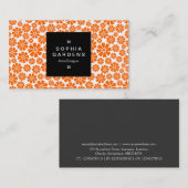 Square Label 01a - 8 Petals - Orange auf Weiß Visitenkarte (Vorne/Hinten)