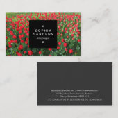 Square Label 01a - Bed of Red Tulips 01 Visitenkarte (Vorne/Hinten)