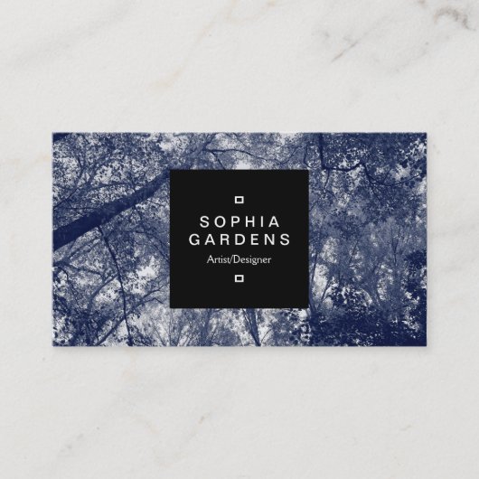 Square Label 01a - Blauer Herbst Visitenkarte (Vorderseite)