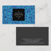 Square Label 01a - Blue Marbling Visitenkarte (Vorne/Hinten)
