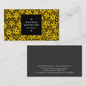 Square Label 01a - Blume Patt - Amber on Blk Visitenkarte (Vorne/Hinten)