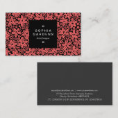 Square Label 01a - Blume Patt - Tropisch rosa Visitenkarte (Vorne/Hinten)