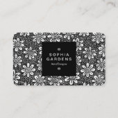Square Label 01a - Blume Pattern 140617 - Schwarz Visitenkarte (Vorderseite)
