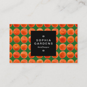 Square Label 01a - Clementine Pattern - Green Visitenkarte