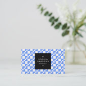 Square Label 01a - Domino Patchwork - Baby Blue Visitenkarte (Stehend Vorderseite)