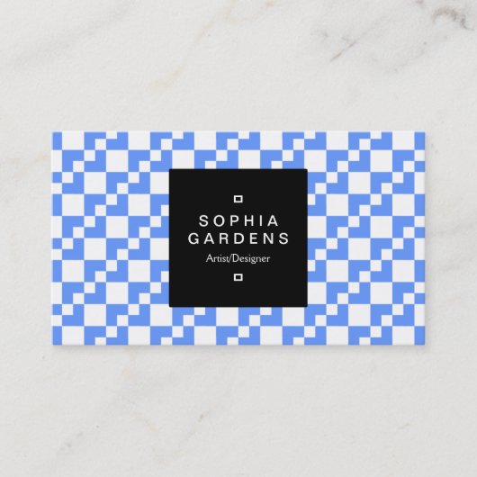 Square Label 01a - Domino Patchwork - Baby Blue Visitenkarte (Vorderseite)