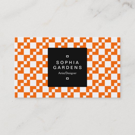 Square Label 01a - Domino Patchwork - Orange Visitenkarte (Vorderseite)