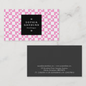Square Label 01a - Domino Patchwork - Rosa Visitenkarte (Vorne/Hinten)