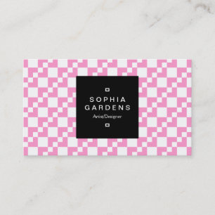 Square Label 01a - Domino Patchwork - Rosa Visitenkarte