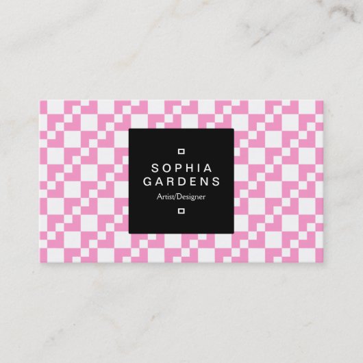 Square Label 01a - Domino Patchwork - Rosa Visitenkarte (Vorderseite)