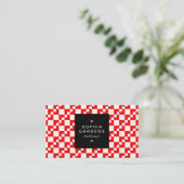 Square Label 01a - Domino Patchwork - Rot Visitenkarte (Stehend Vorderseite)