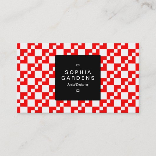 Square Label 01a - Domino Patchwork - Rot Visitenkarte (Vorderseite)