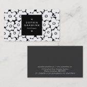 Square Label 01a - Fett Blume Weiß auf Schwarz Visitenkarte (Vorne/Hinten)
