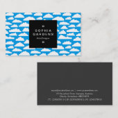 Square Label 01a - Fluffy Clouds - White on Blue Visitenkarte (Vorne/Hinten)