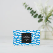 Square Label 01a - Fluffy Clouds - White on Blue Visitenkarte (Stehend Vorderseite)