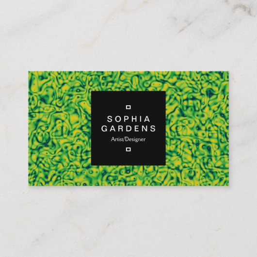 Square Label 01a - Grüne Marmorierung Visitenkarte (Vorderseite)