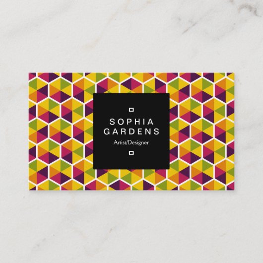 Square Label 01a - Hexagonal Muster 01 Visitenkarte (Vorderseite)