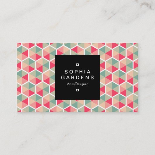 Square Label 01a - Hexagonal Muster 04 Visitenkarte (Vorderseite)