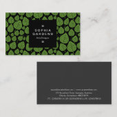 Square Label 01a - Leaf muster 02 - Avocado Visitenkarte (Vorne/Hinten)