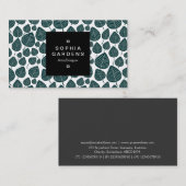 Square Label 01a - Leaf muster 02 - Dunkelgrün Visitenkarte (Vorne/Hinten)