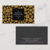 Square Label 01a - Leaf muster 02 - Gold Brown Visitenkarte (Vorne/Hinten)