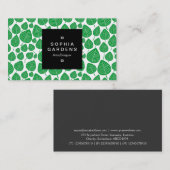 Square Label 01a - Leaf muster 02 - Grasgrün Visitenkarte (Vorne/Hinten)